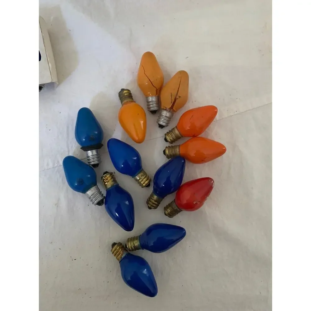 Vintage C9 MULTICOLOR Bulbs Holiday Christmas REPLACEMENT Light Bulbs Lot of 18
